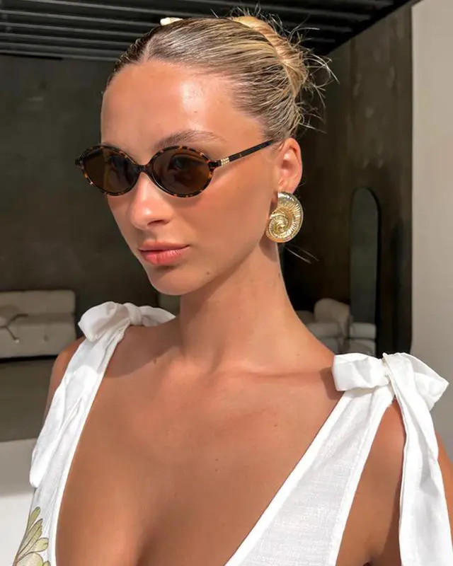 Alt view image 6 of 6 - Retro Oval Sunglasses for Women Vintage 90s Y2K Trendy Designer Tortoise Sun Glasses