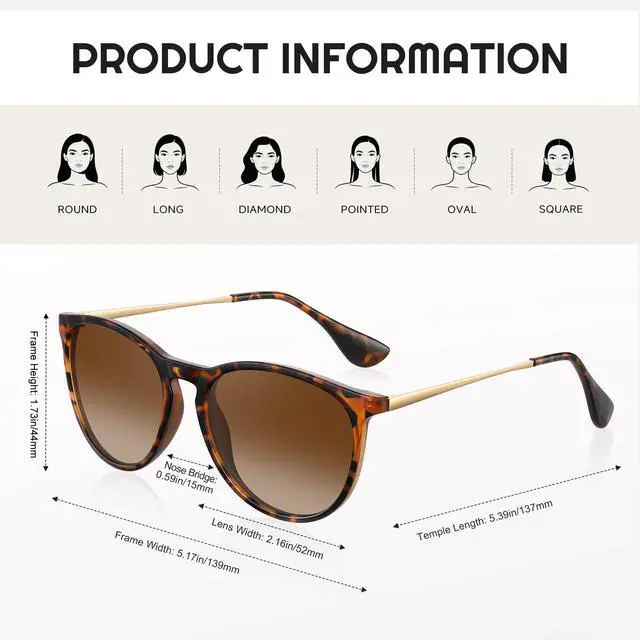 Alt view image 5 of 6 - Polarized Sunglasses for Women - Vintage Round Sun Glasses Classic Retro Trendy Style with UV Protection Lightweight Frame