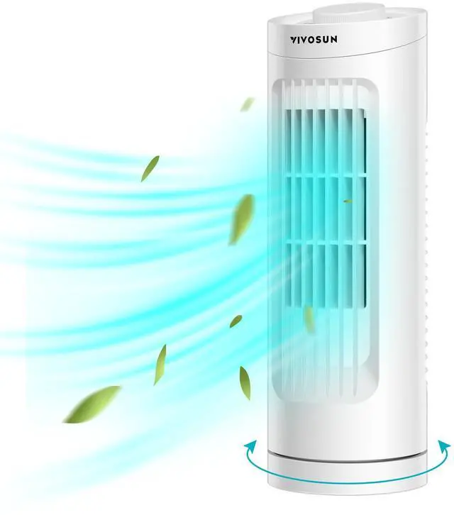 Main image of 13'' Tower Fan, Bladeless Desk Fan with 3 Speeds and 70° Oscillation, Portable and Compact, Quiet Cooling Fan for Home and Office, White