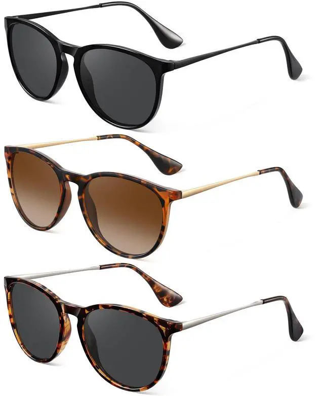 Main image of Polarized Sunglasses for Women - Vintage Round Sun Glasses Classic Retro Trendy Style with UV Protection Lightweight Frame