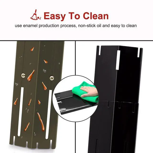 Alt view image 6 of 7 - Universal Adjustable Grill Heat Plates/Heat Tents/Burner Covers/Heat Deflectors/BBQ Grill Heat Shields/Grill Cover Plates/Grill Diffuser for Gas Grill, Porcelain Steel Grill Replacement Parts (4-Pack)