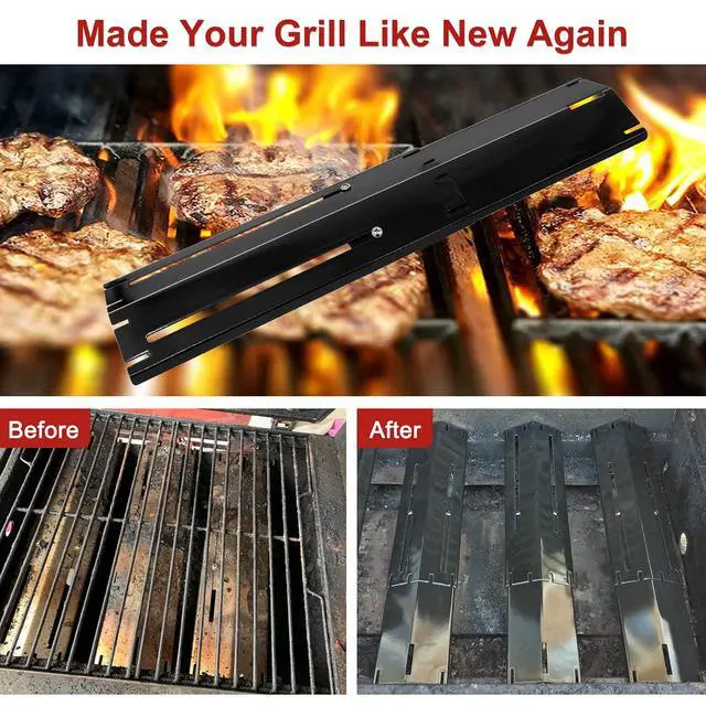 Alt view image 7 of 7 - Universal Adjustable Grill Heat Plates/Heat Tents/Burner Covers/Heat Deflectors/BBQ Grill Heat Shields/Grill Cover Plates/Grill Diffuser for Gas Grill, Porcelain Steel Grill Replacement Parts (4-Pack)