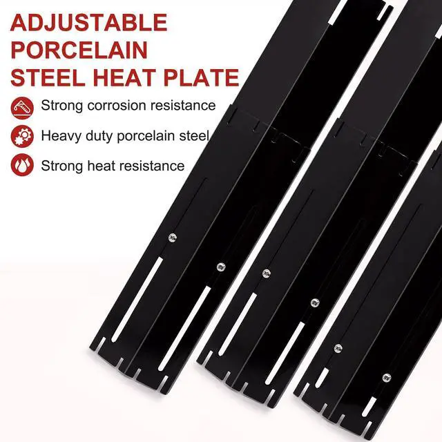 Alt view image 4 of 7 - Universal Adjustable Grill Heat Plates/Heat Tents/Burner Covers/Heat Deflectors/BBQ Grill Heat Shields/Grill Cover Plates/Grill Diffuser for Gas Grill, Porcelain Steel Grill Replacement Parts (5-Pack)