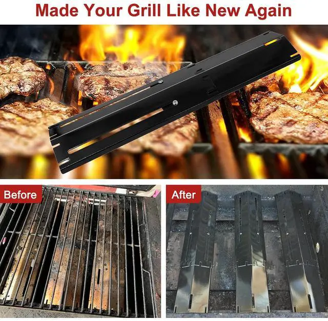 Alt view image 7 of 7 - Universal Adjustable Grill Heat Plates/Heat Tents/Burner Covers/Heat Deflectors/BBQ Grill Heat Shields/Grill Cover Plates/Grill Diffuser for Gas Grill, Porcelain Steel Grill Replacement Parts (5-Pack)