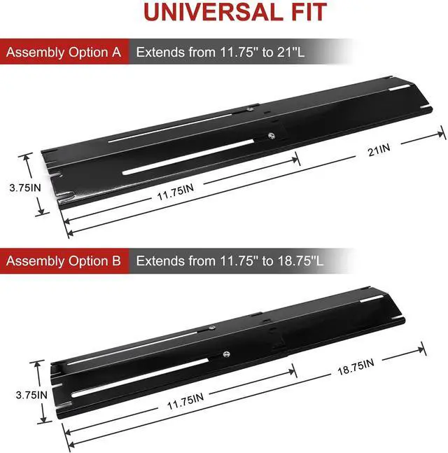 Alt view image 2 of 7 - Universal Adjustable Grill Heat Plates/Heat Tents/Burner Covers/Heat Deflectors/BBQ Grill Heat Shields/Grill Cover Plates/Grill Diffuser for Gas Grill, Porcelain Steel Grill Replacement Parts (4-Pack)