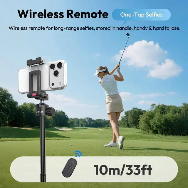 Alt view image 5 of 7 - 0.01s Auto Pop Open Phone Tripod with Remote, MT44B 59'' Selfie Stick Tripod w Dual Mount for Phone & Camera for Vlog/Live/Travel, Cell Phone Stand 360° Ball Head for iPhone 17Pro Max/Android