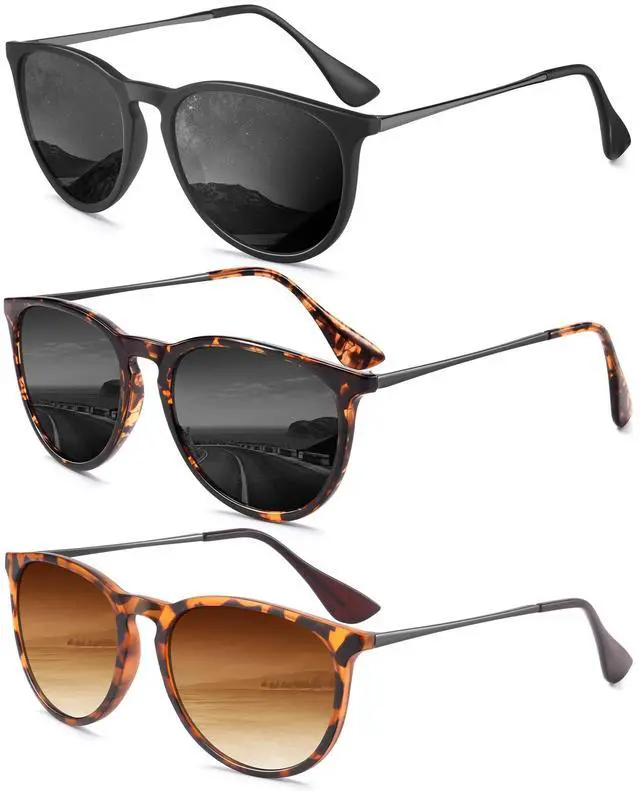 Main image of Sunglasses Womens Polarized Sunglasses-Women: Retro Round Sun Glasses with UV400 Protecion Trendy 3 Pack