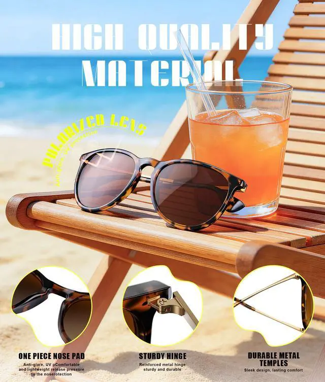 Alt view image 5 of 7 - Sunglasses Womens Polarized Sunglasses-Women: Retro Round Sun Glasses with UV400 Protecion Trendy 3 Pack