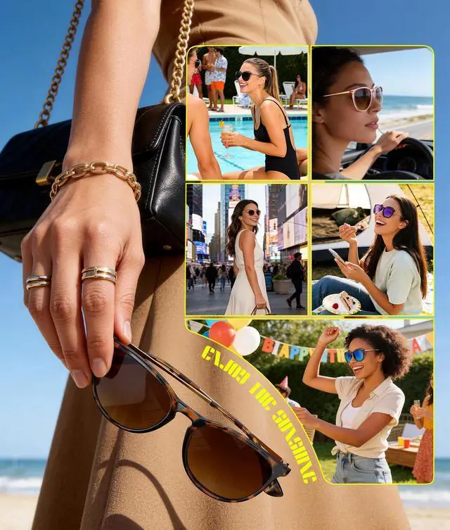 Alt view image 7 of 7 - Sunglasses Womens Polarized Sunglasses-Women: Retro Round Sun Glasses with UV400 Protecion Trendy 3 Pack