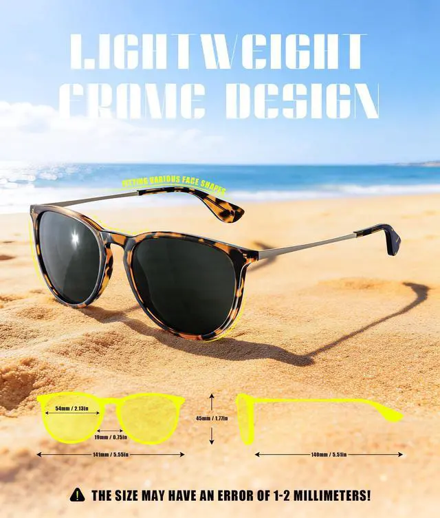 Alt view image 3 of 7 - Sunglasses Womens Polarized Sunglasses-Women: Retro Round Sun Glasses with UV400 Protecion Trendy 3 Pack