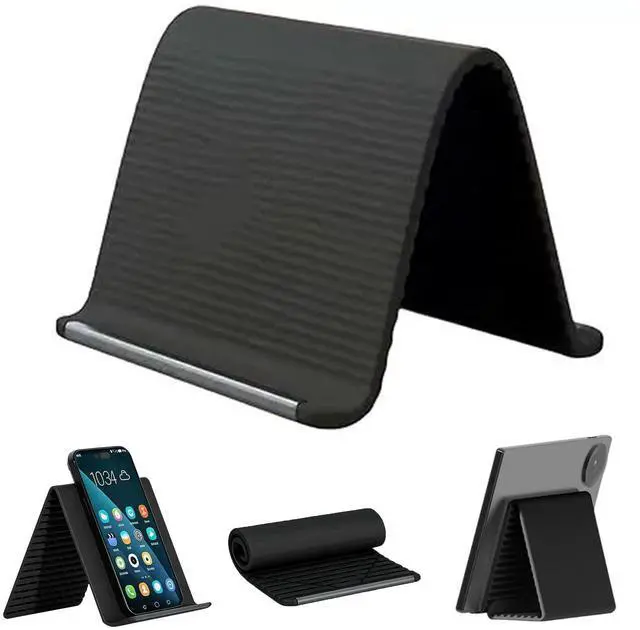 Main image of Portable Foldable Silicone Aluminum Phone Holder, 2026 New Flexible Silicone Aluminum Phone Holder, Portable Foldable Silicones Phone Holder for Phone, Tablets & Small Devices (Black)