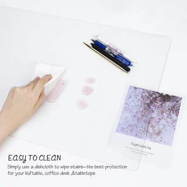 Alt view image 4 of 7 - Clear Writing Desk Pad, 23.6x13.7 Heat Resistant Waterproof PVC Round Edge Durable Desk Protect Mat, Anti-Static Writing Mat Table Protector