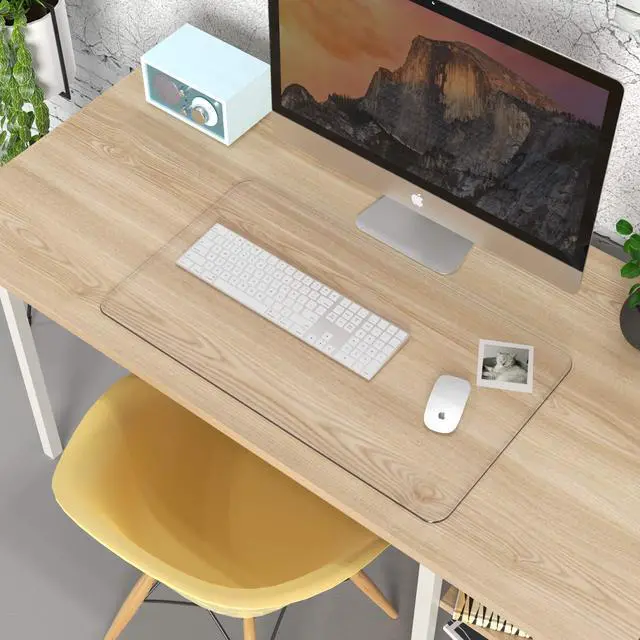 Alt view image 6 of 7 - Clear Writing Desk Pad, 23.6x13.7 Heat Resistant Waterproof PVC Round Edge Durable Desk Protect Mat, Anti-Static Writing Mat Table Protector
