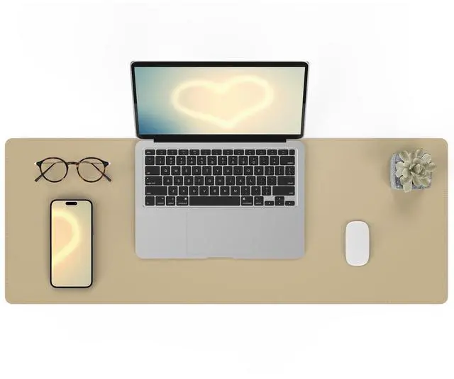 Main image of Non-Slip Desk Pad, Desk mat,Waterproof PU Leather Protector, Easy Clean Laptop Mat for Work/Home/Decor (Apricot, 31.5" x 12")