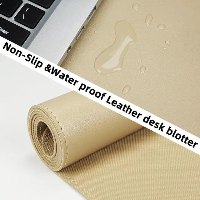 Alt view image 3 of 6 - Non-Slip Desk Pad, Desk mat,Waterproof PU Leather Protector, Easy Clean Laptop Mat for Work/Home/Decor (Apricot, 31.5" x 12")