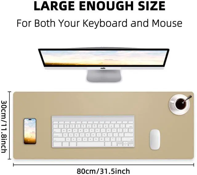Alt view image 2 of 6 - Non-Slip Desk Pad, Desk mat,Waterproof PU Leather Protector, Easy Clean Laptop Mat for Work/Home/Decor (Apricot, 31.5" x 12")
