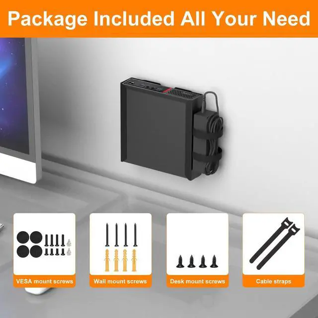 Alt view image 7 of 7 - Mount for Lenovo Mini PC Wall VESA and Under Desk Mount for Lenovo ThinkCentre M600 M700 M710Q M715q M720Q M73 M800z M900 M910Q Tiny Desktops Mounting Bracket