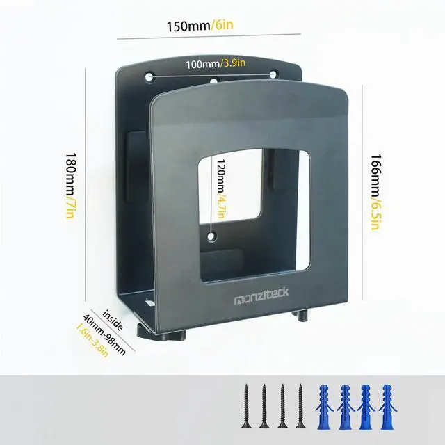 Alt view image 2 of 7 - Adjustable Electronic Device Wall Mount|Universal Holder for Small Computers, Gaming ConsolesXbox 360Xbox One, PS4Mini PCSmall Form Factor Desktop Tower, UPS .Fits 1.6" to 3.8" Width