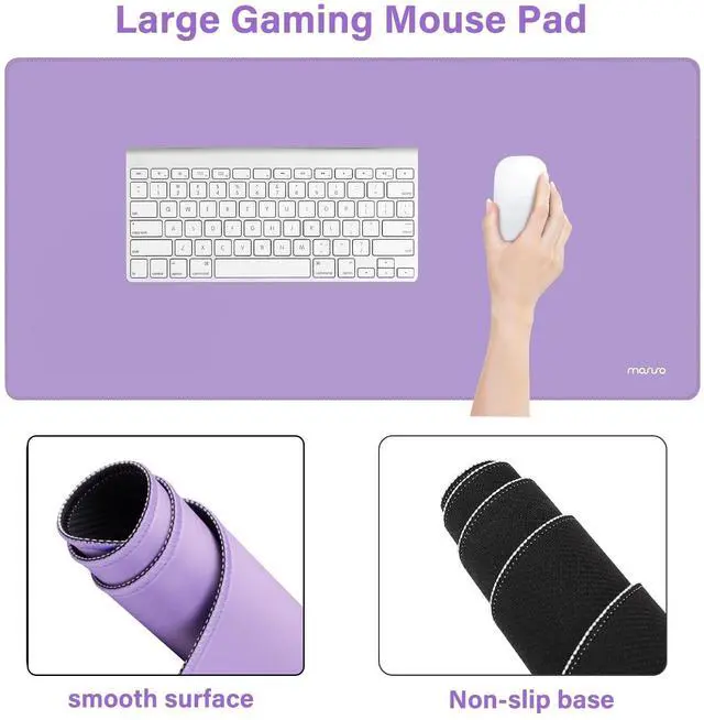 Alt view image 4 of 7 - Wrist Rest Support for Keyboard Mouse Pad Set, Large Gaming Mouse Pad&Ergonomic Rectangular Keyboard&Mousepad&Coaster, Non-Slip Easy Typing Cushion with Wheat Ear Shaped Memory Foam, Purple