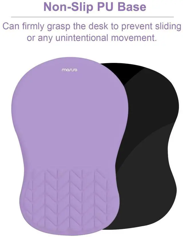 Alt view image 7 of 7 - Wrist Rest Support for Keyboard Mouse Pad Set, Large Gaming Mouse Pad&Ergonomic Rectangular Keyboard&Mousepad&Coaster, Non-Slip Easy Typing Cushion with Wheat Ear Shaped Memory Foam, Purple