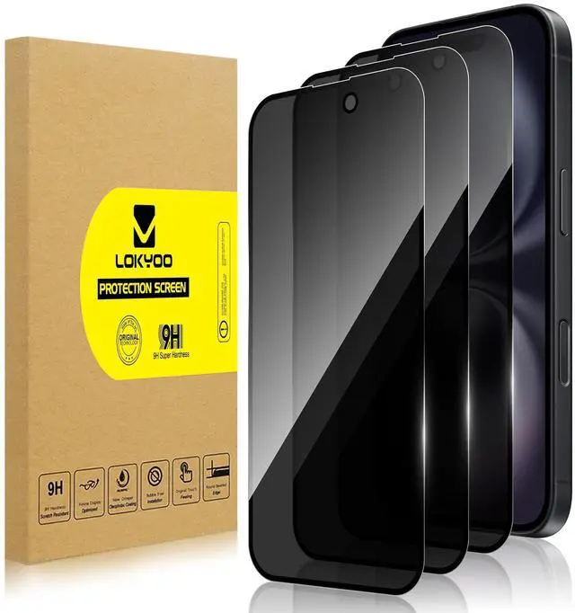 Main image of 3 Pack Privacy Screen Protector for iPhone 16, Anti-Spy Glass