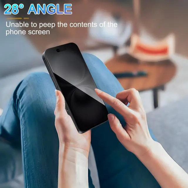 Alt view image 3 of 7 - 3 Pack Privacy Screen Protector for iPhone 16, Anti-Spy Glass