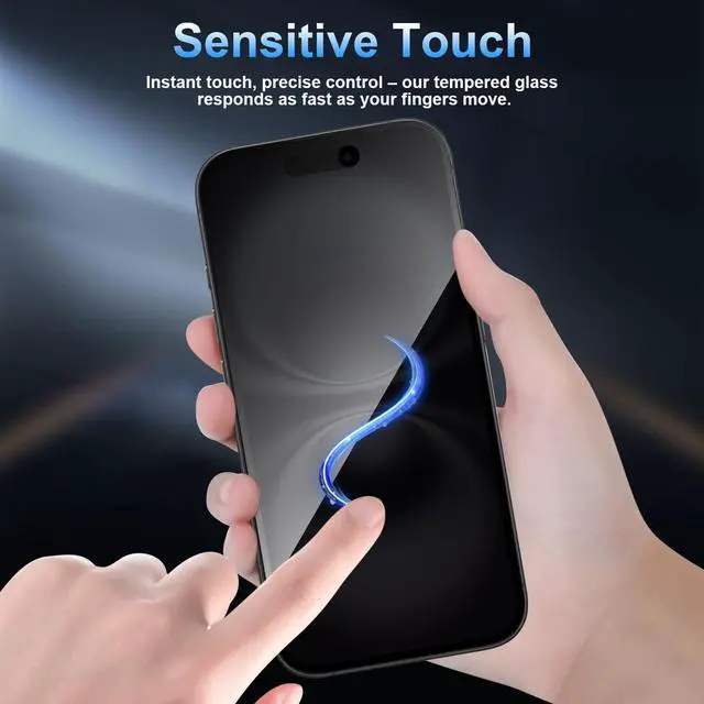 Alt view image 6 of 7 - 3 Pack Privacy Screen Protector for iPhone 16, Anti-Spy Glass
