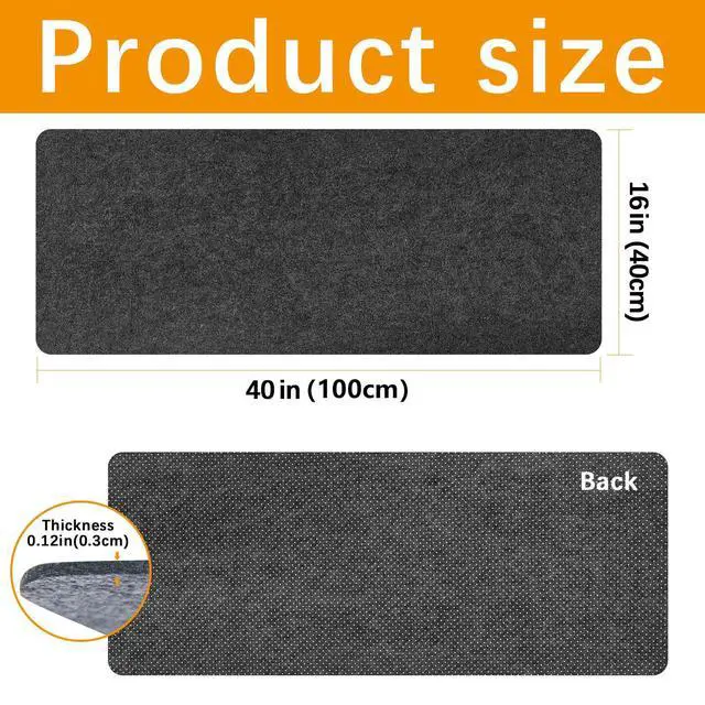 Alt view image 2 of 6 - Large Felt Desk mat, 40''x16'' with Non-Slip Full Desk Mouse Pad,Office Computer Desk for Keyboard Mat,Felt Desk Mat for Desk Pad Protector100x40cm