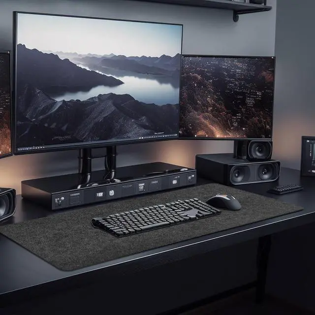 Alt view image 3 of 6 - Large Felt Desk mat, 40''x16'' with Non-Slip Full Desk Mouse Pad,Office Computer Desk for Keyboard Mat,Felt Desk Mat for Desk Pad Protector100x40cm