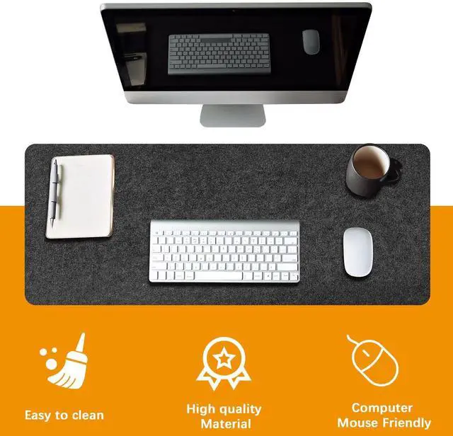 Alt view image 6 of 6 - Large Felt Desk mat, 40''x16'' with Non-Slip Full Desk Mouse Pad,Office Computer Desk for Keyboard Mat,Felt Desk Mat for Desk Pad Protector100x40cm