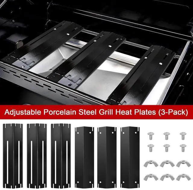Alt view image 2 of 7 - Adjustable Heat Plate Shield, Universal Heat Plates for Expert Grill Parts Extend from 11.75" up to 21" L, Flame Tamer Replacement Part for Charbroil Chargriller Brinkmann Thermos Grills 3-Pack