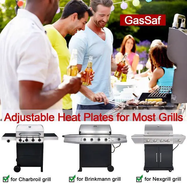 Alt view image 7 of 7 - Adjustable Heat Plate Shield, Universal Heat Plates for Expert Grill Parts Extend from 11.75" up to 21" L, Flame Tamer Replacement Part for Charbroil Chargriller Brinkmann Thermos Grills 3-Pack
