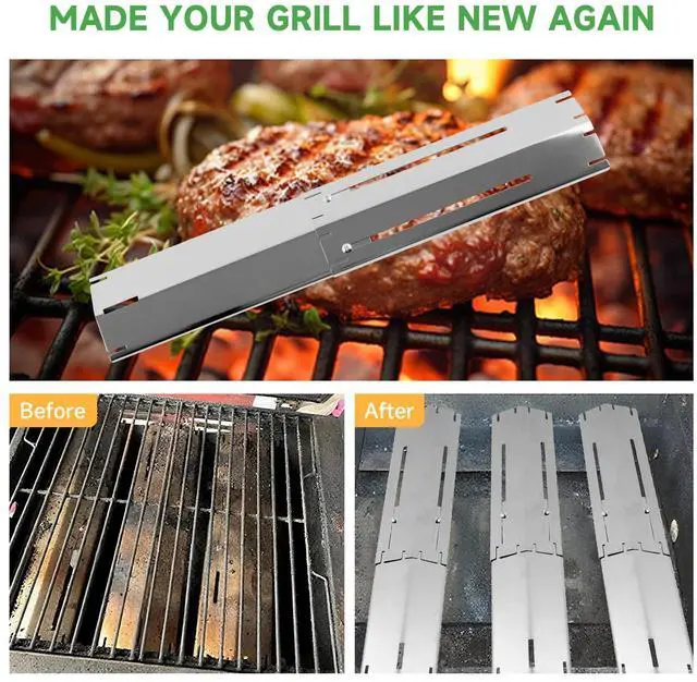 Alt view image 6 of 6 - Stainless Steel Grill Heat Plates - Adjustable Replacement Parts for Gas Grills, Durable and Easy to Install - Ideal for Outdoor BBQ and Cooking (Silver)
