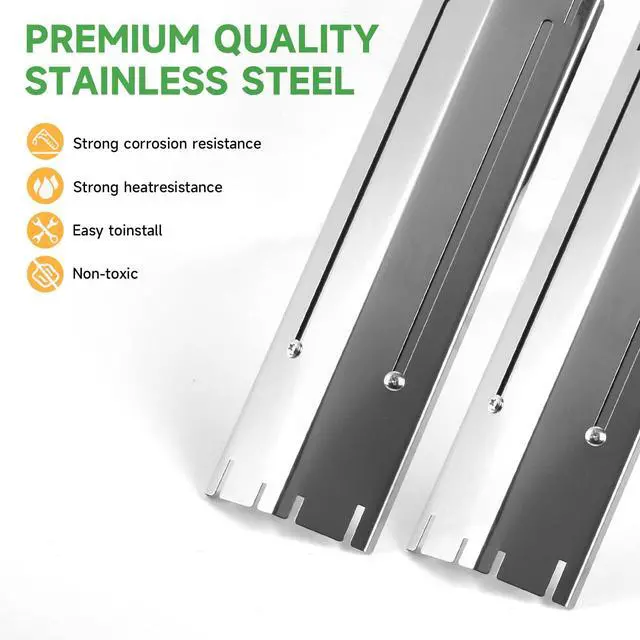 Alt view image 4 of 6 - Stainless Steel Grill Heat Plates - Adjustable Replacement Parts for Gas Grills, Durable and Easy to Install - Ideal for Outdoor BBQ and Cooking (Silver)