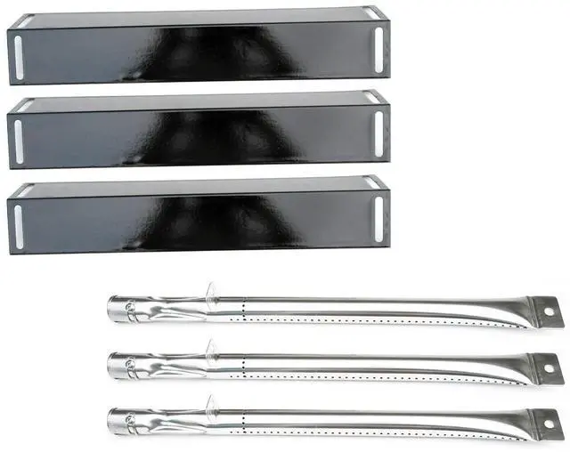 Main image of Parts Kit DG116 Replacement for BBQ Grillware GGPL-2100 Gas Grill Burners, Heat Plates-3 Pack (Stainless Steel Burner + Porcelain Steel Heat Plate)