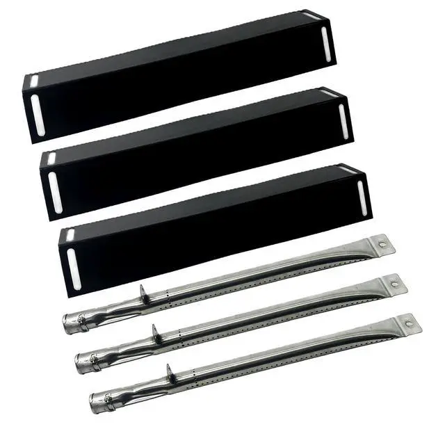 Alt view image 6 of 6 - Parts Kit DG116 Replacement for BBQ Grillware GGPL-2100 Gas Grill Burners, Heat Plates-3 Pack (Stainless Steel Burner + Porcelain Steel Heat Plate)