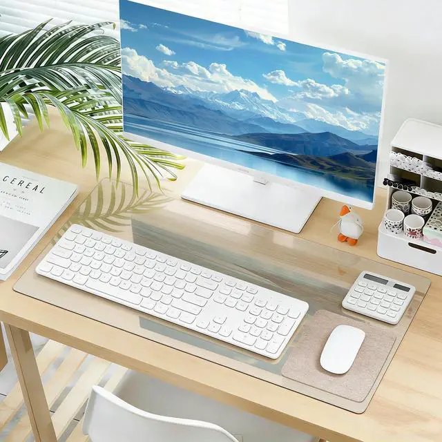 Main image of Clear Desk Mat, 31.5"x15.7" Anti-Slip Desk Protector, Waterproof Scratch Resistant Mat, Easy Clean for Office Makeup Pet Feeding