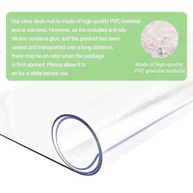 Alt view image 7 of 7 - Clear Desk Mat, 31.5"x15.7" Anti-Slip Desk Protector, Waterproof Scratch Resistant Mat, Easy Clean for Office Makeup Pet Feeding