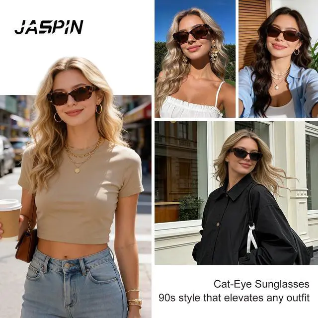 Alt view image 3 of 6 - Trendy Cat Eye Sunglasses for Women - Polarized 90s Vintage Sun Glasses UV Protection Fashion Retro Cool Y2k Sunnies