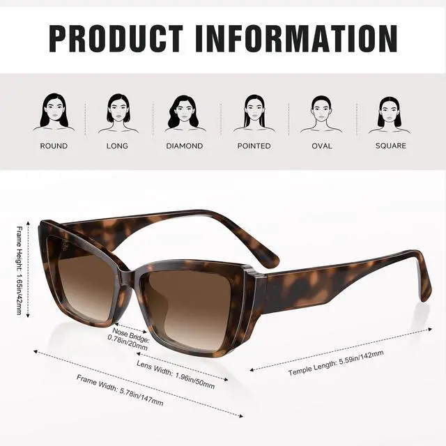 Alt view image 5 of 6 - Trendy Cat Eye Sunglasses for Women - Polarized 90s Vintage Sun Glasses UV Protection Fashion Retro Cool Y2k Sunnies