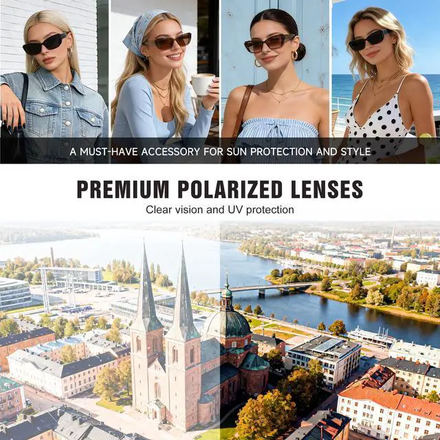 Alt view image 6 of 6 - Trendy Cat Eye Sunglasses for Women - Polarized 90s Vintage Sun Glasses UV Protection Fashion Retro Cool Y2k Sunnies