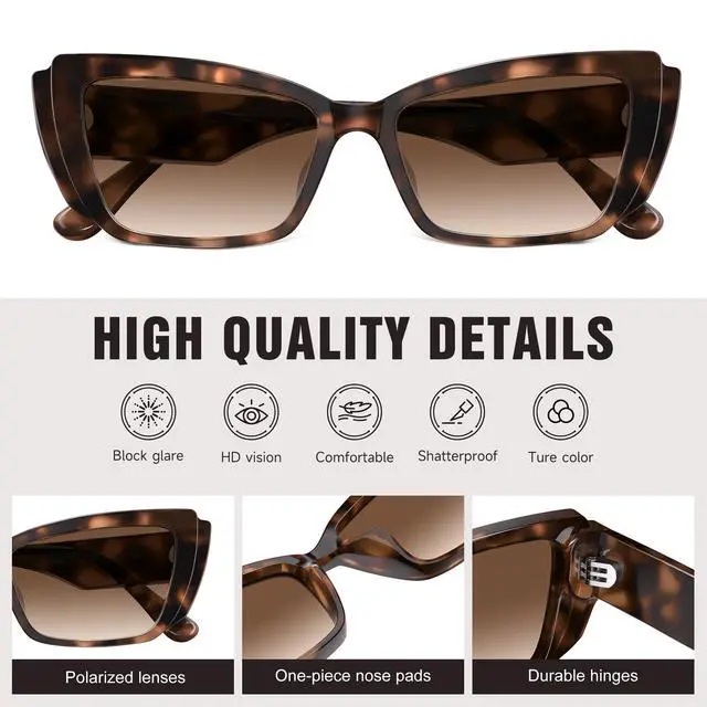 Alt view image 4 of 6 - Trendy Cat Eye Sunglasses for Women - Polarized 90s Vintage Sun Glasses UV Protection Fashion Retro Cool Y2k Sunnies