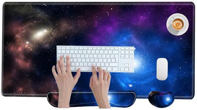 Main image of Galaxy Desk Pad Mat Large Mouse Pad and Keyboard Wrist Rest Set 3 in 1 Desk Protector Mat XXL Keyboard Pad with Wrist Support for Desktop Cover Home Work Office Computer