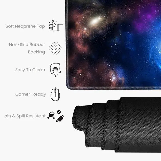 Alt view image 3 of 7 - Galaxy Desk Pad Mat Large Mouse Pad and Keyboard Wrist Rest Set 3 in 1 Desk Protector Mat XXL Keyboard Pad with Wrist Support for Desktop Cover Home Work Office Computer