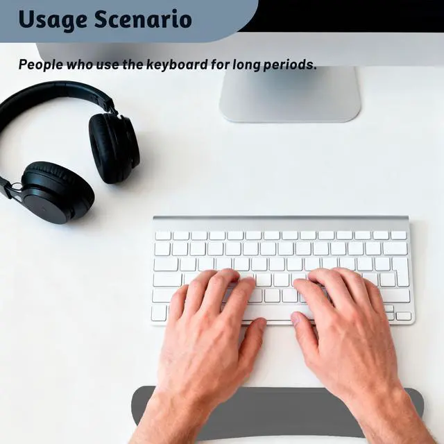 Alt view image 4 of 4 - Keyboard Wrist Rest, Thicken Memory Foam Wrist Support Pad for Keyboard, Ergonomic Palm Rest for Pain Relief, Keyboard Wrist Guard for Long Hours of Work, Gaming, Studying, Grey