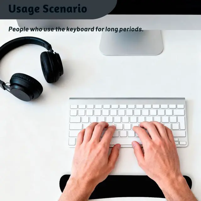 Alt view image 5 of 5 - Keyboard Wrist Rest, Thicken Memory Foam Wrist Support Pad for Keyboard, Ergonomic Palm Rest for Pain Relief, Keyboard Wrist Guard for Long Hours of Work, Gaming, Studying, Black