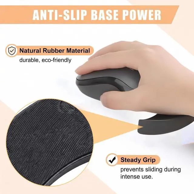 Alt view image 3 of 5 - Mouse Wrist Rest 2 Pack,Wrist Rest for Mouse,Wrist Support for Mouse,Carpal Tunnel Support, Pain Relief, Anti-Fatigue, Easy Glide, Office Computer Laptop Gaming Black