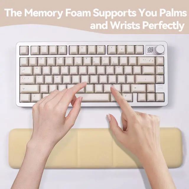 Alt view image 3 of 7 - Memory Foam Keyboard Wrist Rest - Ergonomic Support for Laptop & Mac, Comfortable Wrist Pad for Pain Relief, Non-Slip Base, Typing & Gaming Cushion for Office, Home, 60% 75% 87 Key Keyboard Support