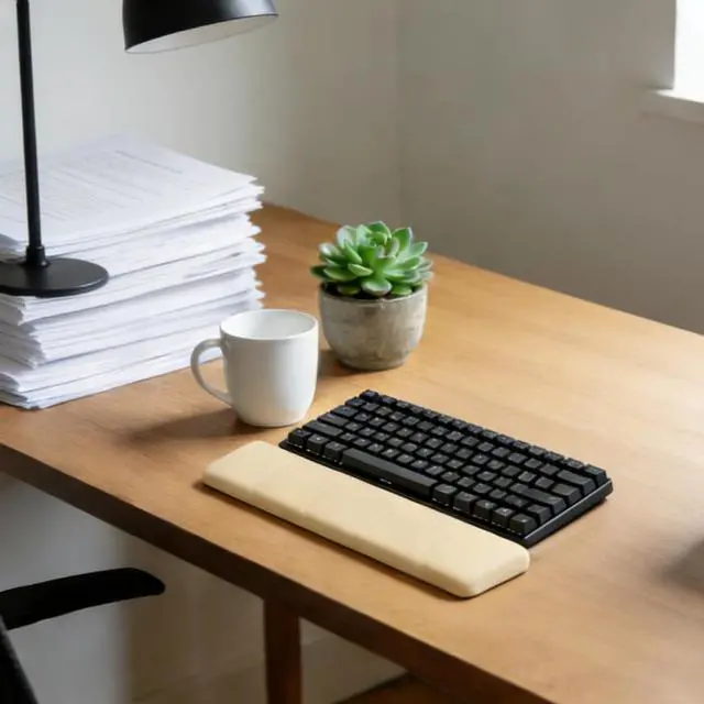 Alt view image 6 of 7 - Memory Foam Keyboard Wrist Rest - Ergonomic Support for Laptop & Mac, Comfortable Wrist Pad for Pain Relief, Non-Slip Base, Typing & Gaming Cushion for Office, Home, 60% 75% 87 Key Keyboard Support