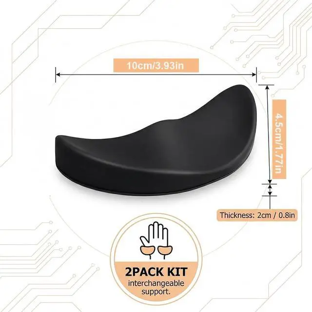 Alt view image 2 of 5 - Mouse Wrist Rest 2 Pack,Wrist Rest for Mouse,Wrist Support for Mouse,Carpal Tunnel Support, Pain Relief, Anti-Fatigue, Easy Glide, Office Computer Laptop Gaming Black